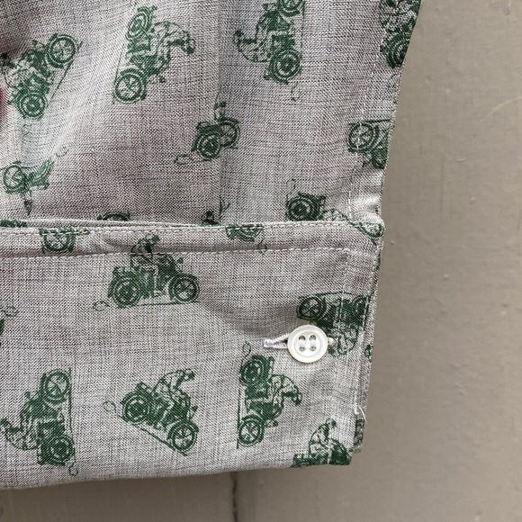 Grey Motorcycle Novelty Print Button Down Peter Pan Collar Mary West, France - Picture 4 of 10